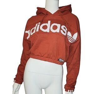 adidas Originals R.Y.V. Cropped Hoodie in Rust Orange Size M